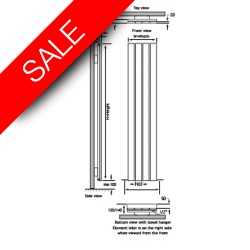 Eastbrook DR - Rosano 1800 x 280mm Aluminium Vertical Radiator