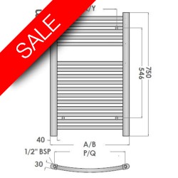 Abacus - Elegance Radius Towel Warmer 750 x 480mm