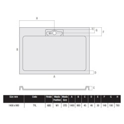 MX Shower Trays - Expressions Hidden Waste 1400 x 900mm Low Profile Tray