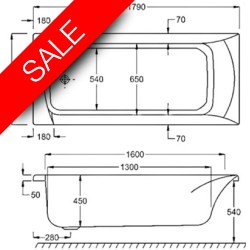 Carron Baths - Sigma Twin Grips Bath 1800 x 800mm-Carronite